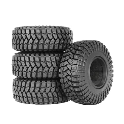 RC Car Tires,WONFAST 4PCS 1.55 inch Mud Wheel Tyre Terrain Crawler Rubber Tires Foam Insert for 1:10 RC Crawler Car for Axial 90069 TF2 D90 CC01 LC70 Tamiya MST JIMNY UTB18(90MM-A) - color: 90mm-a
