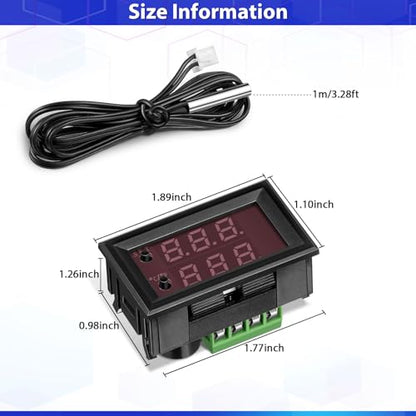 Weewooday 2 Pcs 12v Electronic Temperature Controller Programmable -50 to 110°C Heating/Cooling Thermostat Control Switch Module Ntc Waterproof Sensor Probe Dual Color LED Display Monitor