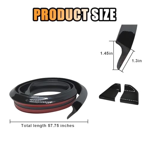 JOYCOURT Car Rear Spoiler Roof Lip Kit, Black 3D Rubber Trunk Spoiler | Roof Spoiler Wing Trim Strip, Cool Car Decoration, Universal Punch-Free Vehicle Exterior Accessory Sticker for Bumper - style: Black