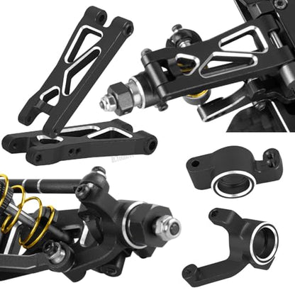 RC Upgrades Part for 1/24 1/28 Micro-B/Micro-T 2S 2WD,Suspension Arms/Caster Block/Steering Blocks/Rear Stub Axle Carriers/Mount/RC Shocks/Shock Mounts/Drive Shaft/Links/Gearboxes,Black - color: Black-(upgrades Part）