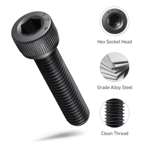 810Pcs M3 Screws Assortment Kit,Hex Socket Head Cap Screws Bolts Nuts Washer Set,12.9 Grade Alloy Steel,Black Oxide M3 x 6/8/10/12/16/20/25/30mm,for 3D Printer,DIY Project - size: M3 810PCS Socket Black