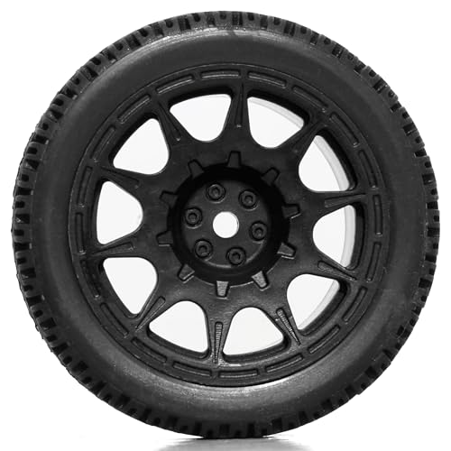REDSPIDER 12mm Hex RC Wheels and Tires Nylon Wheel Rims OD68mm Rubber Tires Compatible with Tamiya TT01 TT02 XV01 HSP HPI Kyosho Traxxas WLtoys 1/10 1/12 On-Road Touring Car (Black) - color: Black