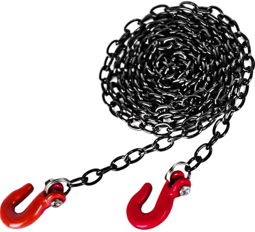 High-Simulation Metal Tow Hook + 100cm Chain Kit for 1/10 Scale RC Crawlers – Compatible with Traxxas TRX4, Axial SCX10 Series – Off-Road Recovery & Realistic Upgrade - color: Black