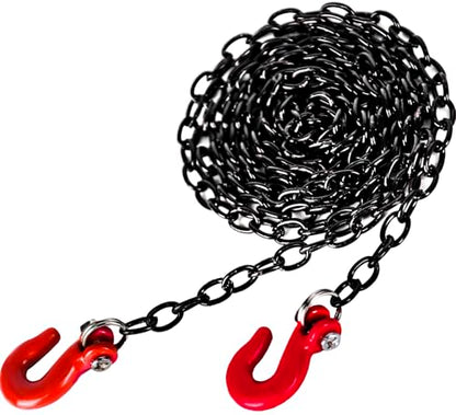 High-Simulation Metal Tow Hook + 100cm Chain Kit for 1/10 Scale RC Crawlers – Compatible with Traxxas TRX4, Axial SCX10 Series – Off-Road Recovery & Realistic Upgrade - color: Black