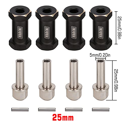 INJORA 25mm Black Brass Wheels Hex Hub Extenders for SCX10 & SCX10 II - size: 25mm