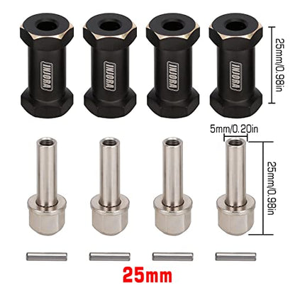 INJORA 25mm Black Brass Wheels Hex Hub Extenders for SCX10 & SCX10 II - size: 25mm
