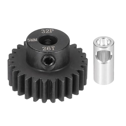 MECCANIXITY Steel 32P Gear Set with Gear Adapter 26T 5mm Shaft Motor Gears for RC Vehicles Truck Drift Car Part, Black - size: 26T