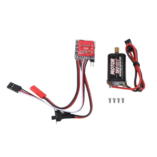 SUNGOOYUE Brushed ESC 30A Electric Speed Controller with Brake for 1/16 1/18 RC Cars, Metal Compact Design, Compatible with 2S Lipo N20 030 050 130 180 Motors DIY Mini RC Vehicles (60T)