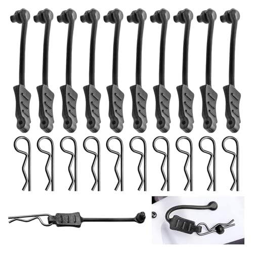 20pcs HobbyPark Universal 1/16 1/18 RC Car Body Clips and Pull Tabs Retainer Small R Pins for SCX24 TRX-4M RC Vehicles Truck Shell Parts Replacement Black - size: 1.0mm Rod Black Clips