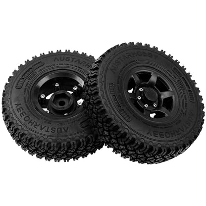 4Pcs HIRCQOO 1.55'' Beadlock Plastic Wheel Rims Rim Rubber Tires Tyre 12mm Hex Compatible with RC4WD D90 TF2 Tamiya CC01 LC70 LC80 MST Axial AX90069 1/10 RC Crawler (Black) - color: Black