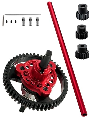 50T Metal Slipper Clutch Spur Gear&Center Drive Shaft Upgrades Part for 1/10 Slash 4X4 VXL,ARRCat Full Metal 50T (32-Pitch) Spur Gear Differential Gear w/ 19T 17T 15T Pinions,Red - color: Red (50T)