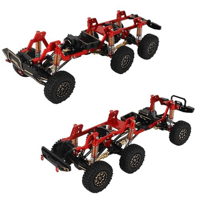 TRX-4M 6x6 RC Chassis Frame with Axles Transmission Wheels Skid Plate DIY for TRX4M 1/18 RC Crawler Metal Upgarde Parts (red) - color: Red