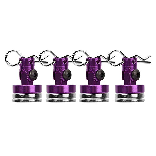 Magnetic Body Mount Kit, Invisible Magnetic Shell Post Mounting Set for SCX10 4W D HSP 1 10 RC Car, Aluminum Alloy Body Post with Slotting Design (Purple) - color: Purple