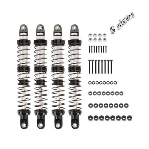 RCAWD 7075 100mm Shock Absorbers Universal for 1/10 RC Crawler Upgrades, for SCX10 I II III Pro 90046 AXI231017 TRX4 TRX6 Redcat D90 MST RC Shocks Dampers with Spring Black - color: Black, size: 100mm