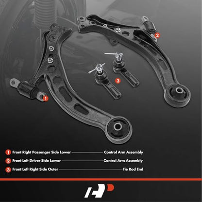 A-Premium 4Pcs Front Suspension Kit | Lower Control Arm, Outer Tie Rod End, Compatible with Toyota Camry 1992-1996, Avalon 1995-1996, Lexus ES300 1992-1996