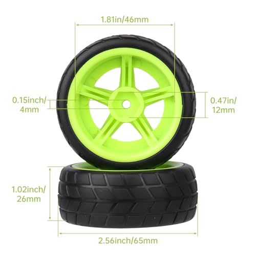 OD 2.56" 12mm Hex Wheels Rims Rubber Tires Set for 1/10 Scale RC Drift & Touring Cars Compatible with Traxxas, Tamiya, HPI, HSP, Redcat (Non-Glued)