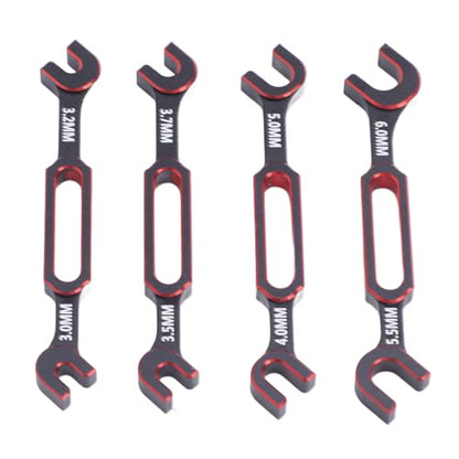 Drfeify 4PCS RC Car Wrench Repair Tool, 3.0/3.2/3.5/3.7/4.0/5.0/5.5/6.0mm RC Turnbuckle Nut Ball Joint Remover Universal Upgrade Parts (Red) - color: Red