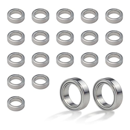 20Pcs 6700ZZ Deep Groove Ball Bearings, 10x15x4mm Double Metal Shielded Ball Bearing Chrome Steel P0 Z2, Thin Section Miniature Skateboard Bearings for Industrial Machine, Power Tools