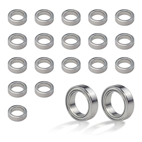 20Pcs 6700ZZ Deep Groove Ball Bearings, 10x15x4mm Double Metal Shielded Ball Bearing Chrome Steel P0 Z2, Thin Section Miniature Skateboard Bearings for Industrial Machine, Power Tools