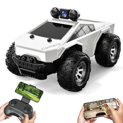 RC Cars with Camera Remote Control Truck with 720P HD FPV Camera, All-Terrain Remote Control Car with Body Light Rechargeable Battery, 1:28 RC Car Vehicle Toy Gifts for Adults Kids Boys Girls