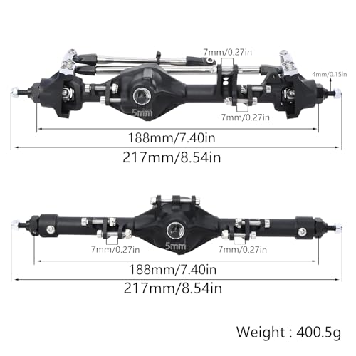 CNC Aluminum Front Rear Straight Axle for 1/10 RC Crawler Axial SCX10 II Vanquish VS4-10 Chassis (Silver) - color: Silver