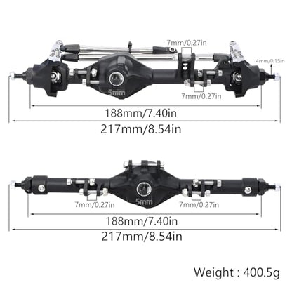 CNC Aluminum Front Rear Straight Axle for 1/10 RC Crawler Axial SCX10 II Vanquish VS4-10 Chassis (Silver) - color: Silver