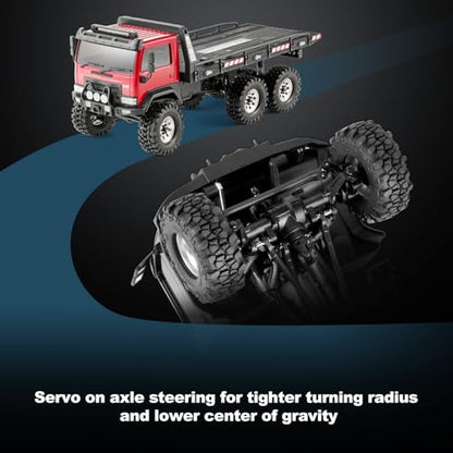 FairRC 1/18 RC Crawler CR18P Arktos 6x6 RC Crawler, High Performance RC Rock Crawler with Flatbed & Portal Axles, Hobby Grade RC Truck Crawler, Remote Control RC Car for Adult RTR (Black)