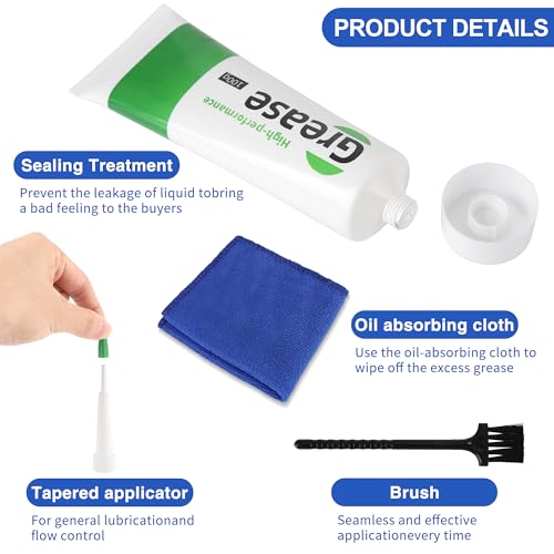 Automobile Sunroof Grease 3.53 oz | Grease for Car Sunroof, Hinge, Seat Slide - Lubricates & Reduces Noise, Includes Cloth, Applicator & Brush