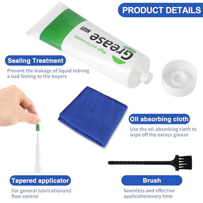 Automobile Sunroof Grease 3.53 oz | Grease for Car Sunroof, Hinge, Seat Slide - Lubricates & Reduces Noise, Includes Cloth, Applicator & Brush