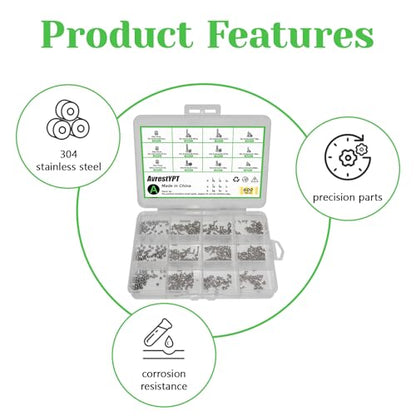 600Pcs 304 Stainless Steel Metric Micro Screws Nuts Assortment, M1 M1.2 M1.4 Sizes, Micro Phillips Head Pan Head Screws, Fully Threaded Kit for Arduino, RC Models, Electronics - size: M1/M1.2/1.4-600Pcs