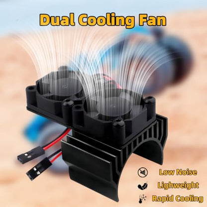 VXL-3s ESC Cooling Fan and Motor Cooling Fan Dual Fan Set Compatible with 1/10 Traxxas Slash 4×4 VXL Rustler 4X4 Stampede 4X4 Hoss 4×4 Velineon VXL-3s Heat Sink, Black - color: Black