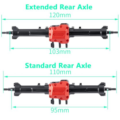 Rear Axles Set+4mm Extended Aluminum Complete Axles | For TRX4M Upgrade 1/18, RC Crawler Car - size: Extended Rear Axle