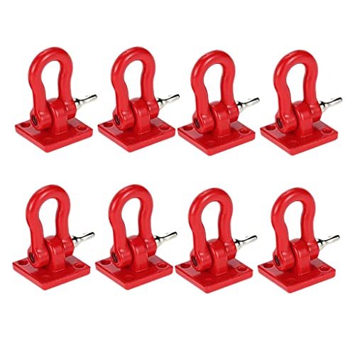 Enhance Your 1/10 RC Axial Scx10 D90 D110 with 8PCS Rock Crawler Tow Hooks- Metal Hook Set for RC Climbing Car- Red Trailer Accessories for Monster Truck- Easy to Use and