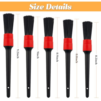 5PCS Car Detailing Brush Set, Ultra Soft Bristle No Scratch Vehicle Air Vent Dust Cleaning Brush, Automotive Interior Exterior Cleaner Tool Kit, Universal for Most Vehicles - size: 5PCS