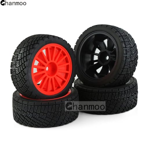 1/10 RC Drift Tires and Hard Plastic Wheels Rim 12mm Hex OD 67mm On Road Tyres for 1:10 Scale Rally Racing Car Tamiya TT01 TT02 XV01 TA06 A959 PTG2 144001 HPI KYOSHO HSP PTG2 Traxxas 4PCS