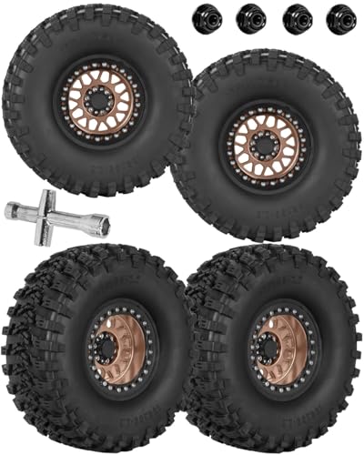 2.2 RC Wheels for 1/10 SCX10 90046 AXI03007 TRX4 TRX6 VS4-10 Gen7 Gen8 MST CFX D90,Aluminium RC Truck Tires Highway Tires 2.2" RC Wheels 2.2 Beadlock Wheel Rim RC Tires (135 * 55MM),Bronze - color: Bronze/4pcs