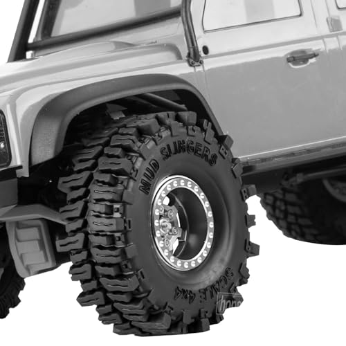 RC 1.0 Beadlock Truck Tires for 1/18 1/24 Trx4m SCX24 RC Crawler,RC Wheels Tires.Aluminum 1.0‘’ Beadlock Wheel Rim&1.0in Tires Tyres.Titanium(4PCS) - color: Bb-titanium