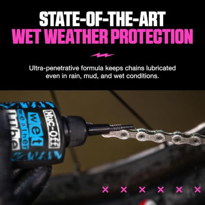 Muc-Off Chain Wet Lube 120ml | Biodegradable Bicycle Chain Lubricant Wet | Reduces Friction & Extends Chain Life | Wax-Based Formula Repels Water | Suitable for MTB & Road Bikes - size: 120ml