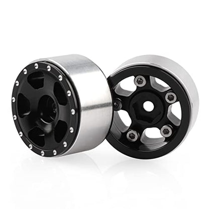 AIMROCK 1.0 Wheel Rims Metal RC Beadlock Wheels Rims 7mm Hex for Axial SCX24 FCX24 TRX4M 1/24 1/18 Upgrade Parts (Type 1) - style: Type 1