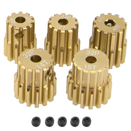 Aluminum Alloy 32 Pitch Pinion Gear Set 3.175mm Shaft 11T 12T 13T 14T 15T Motor Gears Compatible with Tamiya Kyosho RedCat Losi Axial Traxxas 1/10 RC Car