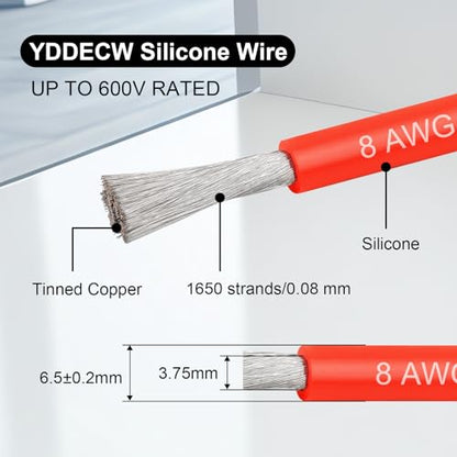8 Gauge Silicone Wire (15ft Red & 15ft Black), 8 AWG Electrical Cable 0.08mm Tinned Copper Core High Temperature Resistant Wire, Soft and Flexible for RC Cars, Boat, Drones etc - size: 15FT, style: 8AWG
