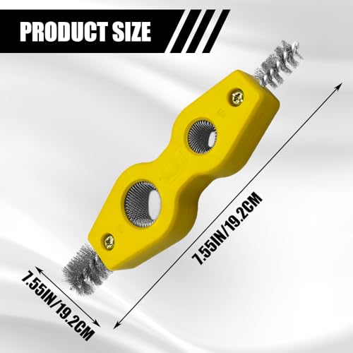 4 in 1 Car Battery Cleaning Brush, Battery Terminal Cleaner, Anti-Rust Auto Battery Cleaner Brush Tool with Steel Wire, Vehicle Battery Terminals Machine Parts Cleaning Tool for Cars (Yellow) - color: Yellow