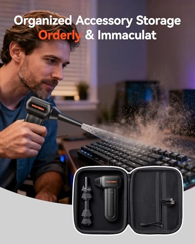 WOLFBOX Hard Carrying Case for MF60/MF70 Electric Air Duster [CASE ONLY, Device Not Included], Shockproof Travel Storage Bag for Compressed Air Blower & Accessories, Splash-Proof - size: SB60/70-MF60/70