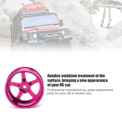 HERCHR RC Wheel Hub, 4Pcs Aluminum Alloy Wheel Rim Hub Accessory Parts for HSP94123 1/10 RC Drift Crawler Car - color: Pink