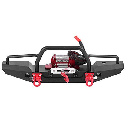 FOSA RC Car Front Bumper with Winch, Front Bumper with Winch Remote Controller for -4 RC Car Crawler Upgrade Part