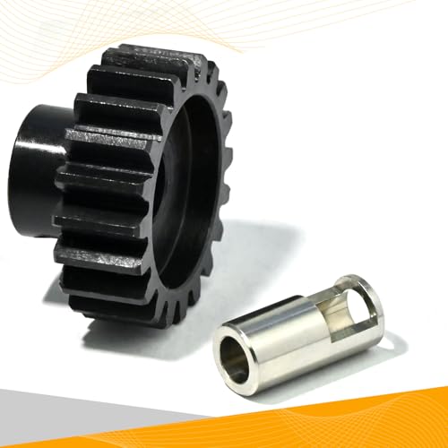 M1.5 20T Pinion Gear 8mm Bore with 8mm to 5mm Shaft Adapter Sleeve, Chromium Steel Motor Gear with Set Screw & Hex Key for Traxxas ARRMA Losi 1/5 1/8 RC Cars - size: 20T