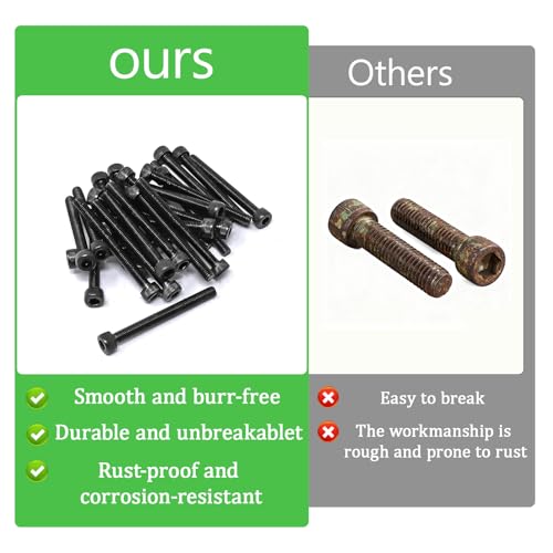 100Pcs M3 x 45mm Hex Socket Head Cap Screws Bolts, Carbon Steel, Black Oxide Finish, Allen Socket Drive, Full Threads,with Hex Spanner - size: M3 x 45-100Pcs-Black