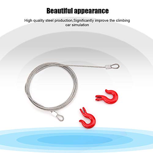 Acouto Equipment Three Piece Set Rc Steel Rope Pulley Lock Sleeve for Rc Model Car Climbing Vehicle Rc Crawler Accessories 1 10 Scale Snatch Block Winch Tow Strap Hook Trailer Stra