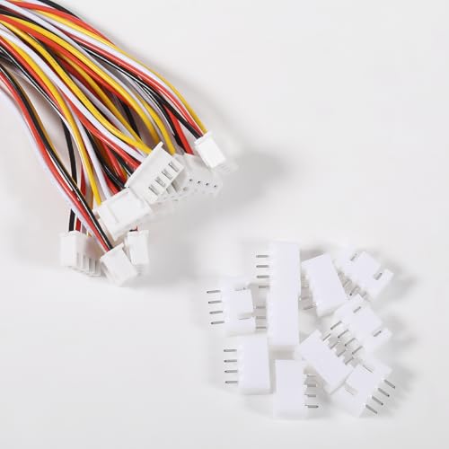 Alinan 20pcs JST-XH2.54mm 4 Pin Connector Kit, Included 10pcs Mini 4 Pin 26AWG Female Connector Plug with 200mm Cable Wire and 10pcs Micro 4Pin Male Connector Plug - color: 4Pin 26AWG 200mm Cable