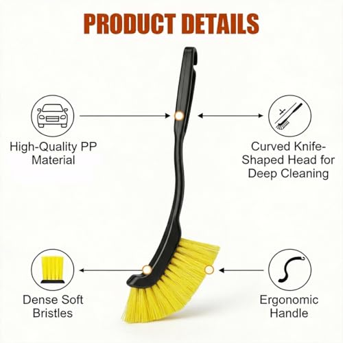 12 Inch Car Wheel Cleaning Brush, Long Handle Hard Bristle Automotive Crevice Detailing Cleaner, Universal Car Exterior Tire Gap Scrub Brush Tool for Vehicle and Home (2PCS) - size: 2PCS